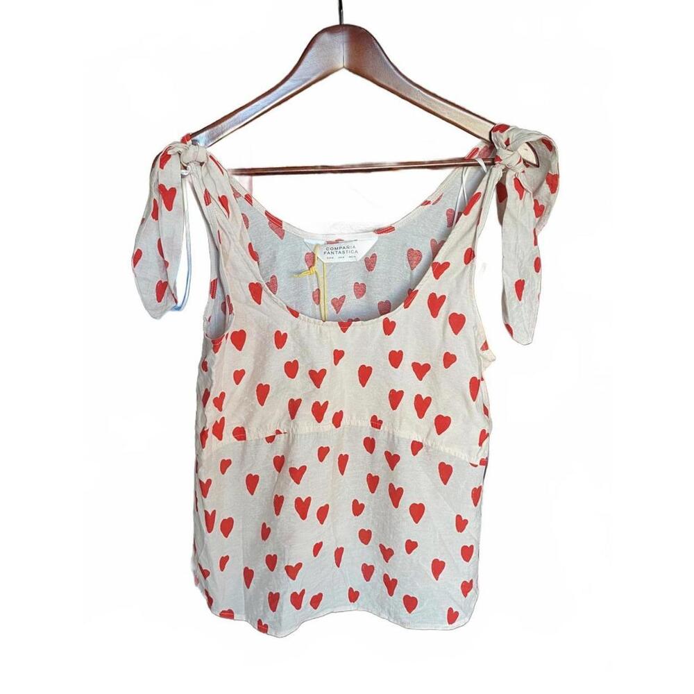 NWT Compania Fantastica Hearts Tank with Tie Detail Medium